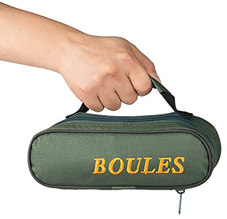 Tofern Lot de 2 Sacoche Trousse Jeu de Boules Nylon Oxford Robuste Pratique Sac à Main Pétanque Sans Boules Adaptation 3/6 / 8 Boules, Vert pour 3 Boules
