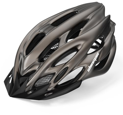 Casco Bici Uomo Donna, Caschi da Corsa, Scooter, MTB, Monopattino, Casco Bici Luce di LED con Visiera Protezione di Sicurezza, Taglia Regolabile