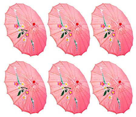 TJ Global PACK OF 6 Japanese Chinese 33 Umbrella Parasol For Wedding Parties, Photography, Costumes, Cosplay, Decoration And Other Events - 6 Umbrellas (Pink)