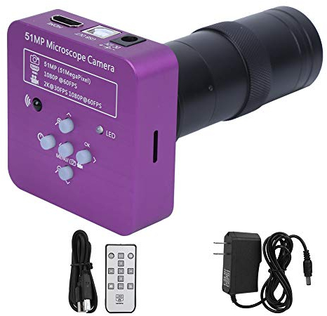 Full HD 51MP 2K 1080P HDMI USB Industriemikroskopkamera, 8X-130X Zoom C-Mount-Objektiv 5100 CMOS Pixel Videokamera mit Fernbedienung (Amerikanisches Standard-Netzteil 100-240vAC)