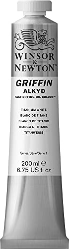 Winsor & Newton Griffin Alkyd Oil Paint, Fast Drying, Titanium White, 200ml Tube