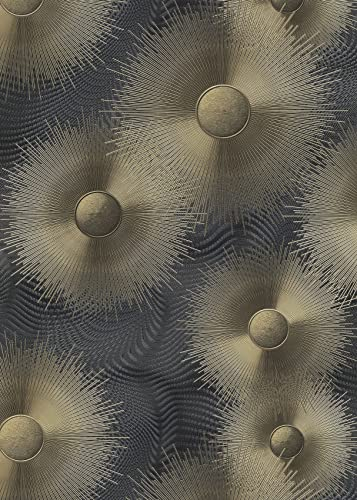 BRICOFLOR Papier peint métallique en noir et doré | Art Déco Papier peint intissé élégant idéal pour salle à manger et chambre à coucher | Papier peint mural non tissé avec motif années 20