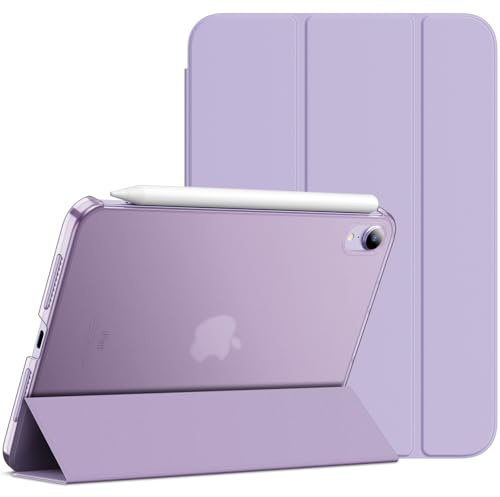 JETech Funda para iPad Mini (A17 Pro, 2024 Modelo, 7.ª Generación) / Mini 6 (2021 Modelo, 6.ª Generación), Soporte Delgado con Respaldo Rígido Carcasa con Auto-Sueño/Estela (Púrpura Claro)