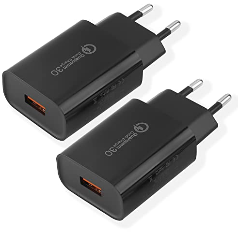 USB Ladegerät, 18W Quick Charge 3.0 Schnellladegerät USB Netzteil Kompatibel mit Samsung Galaxy S22 S21 S20 FE S10 S9 S8 S7 A13 A71 A51, iPhone 11 12 13 14 15 Pro X 8 7,Huawei, Xiaomi (2 Stücke)