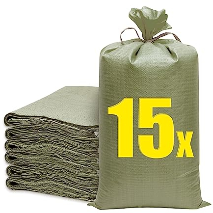 15 Piezas Sacos para Escombros,Sacos Escombros Obra,Saco Rafia,Sacos Jardin,Saco Tierra Jardin Bolsas de Basura para Basura Jardín Almacenamiento y Protección Contra Inundaciones