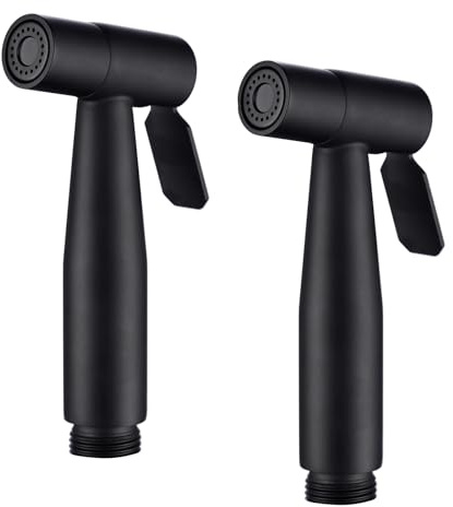 Tecmolog Black Bidet Toilet Sprayer Stainless Steel Bathroom Shower Bidet Tap Spray Shattaf for Cloth Diaper Cleaning, 2 Pack, WS024C-2