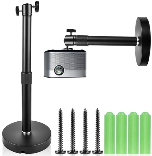Delamiya Soporte de techo universal para proyector, soporte extensible de aleación de aluminio, giratorio 360°, mini soporte para proyector adecuado para montaje en pared para cine en casa, cámara de