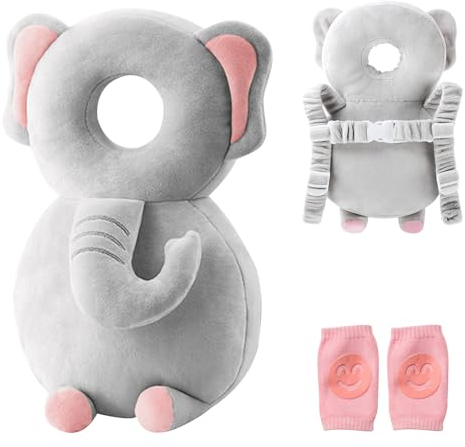 Baby Walker Kopfschutz Kleinkind Verstellbarer Baby-Kopfschutz Baby Lernen Gehen Krabbeln Rucksack Tragen Sicherheitspolster (Elefant)