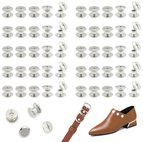 JJWNMLL 100 Sets Chicago Screw Posts M5*4mm, Rivet Binding Screws Sliver | Metal Chicago Rivet Replacement Repair for Bags, Collar, Harness, Luggage, Purse, Dog Lead, Backpack, Belt
