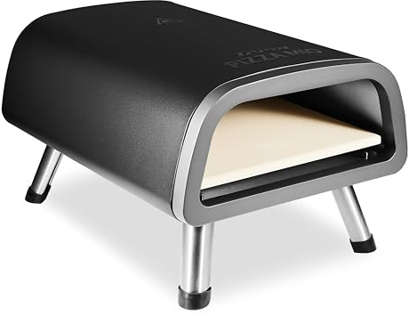 Trisa Pizza Mio Elektro Pizzaofen 450°C (Indoor & Outdoor), Elektrischer Pizza Maker inkl. Cordierit-Pizzastein & 2 Pizzaschaufeln (mit Dreher), Minimalistisches Design & Faltbare Beine, Anthrazit