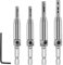 Hinge Drill Bit Set, Self-Centering, 4pcs, 1/4 Hex Shank, Guide for Woodworking (5/64 7/64 9/64 11/64)