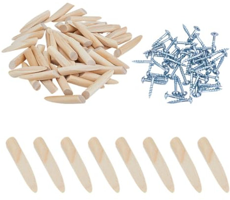 SUPERFINDINGS 50 Juegos de Tacos de Madera con Tornillos de Hierro Tacos de Madera de Pino para Juegos de Plantillas de Madera Herramientas para Trabajar la Madera 1.8 Pulgadas