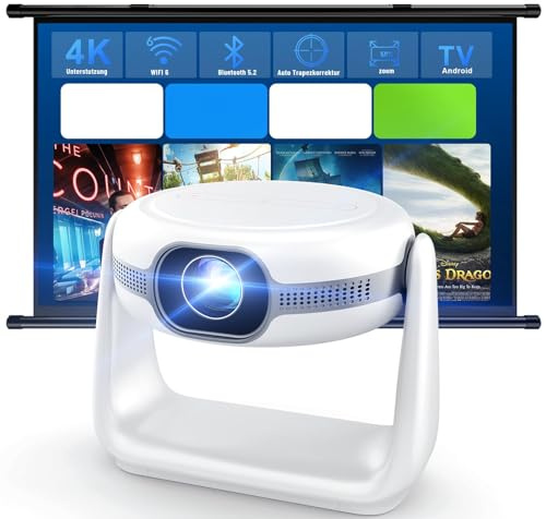 Proiettore 4K Supporta,600 ansi proiettore a batteria WiFi 6 Bluetooth 5.2,K1 Proiettore Video per Casa e Ufficio 1080P Nativo Full HD, Videoproiettore 4k Home Cinema per Smartphone/TV Stick/PS5