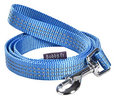Bobby Safe - Guinzaglio per Cani di Taglia Media, Riflettente e Resistente, con Aggancio a Moschettone di Sicurezza in metallo, Colore Blu, Taglia S/M, lunghezza 100 cm