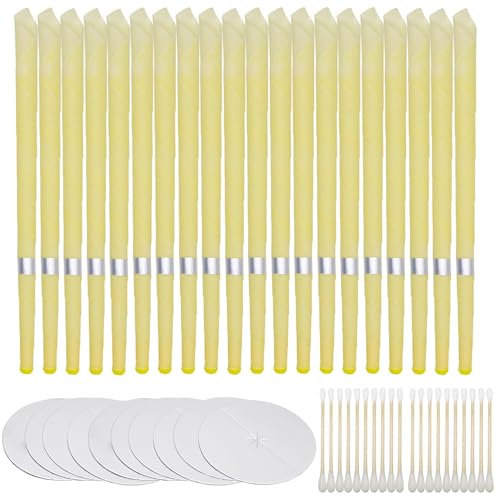 JOOTUEPO Candela di Rimozione del Cerume, 20 Pezzi Candele per Orecchie, Candele Coniche, Rimozione del Cerume, Kit per Candele per Rimozione del Cerume con Cera d'api Organica Naturale