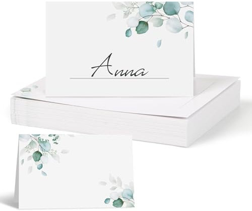 50Pz Cartellini Segnaposto Foglie Eucalipto Segnaposto Matrimonio Numeri da Tavolo Segnatavolo Decorazioni Nuziali Banchetti Festa Compleanno Laurea Comunione Battesimo