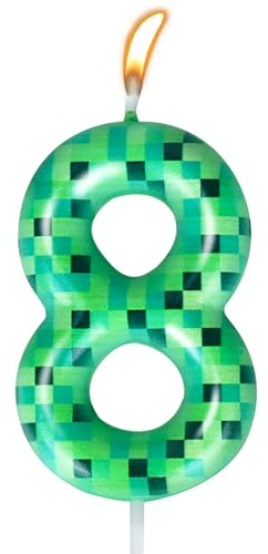 Pixel födelsedagsljus ljus, födelsedagsljus siffror 8, gröna pixel ljus födelsedag, TNT tårtdekoration, tecknad spel tårtdekoration, för födelsedag examen bröllop festtillbehör (nummer 8)