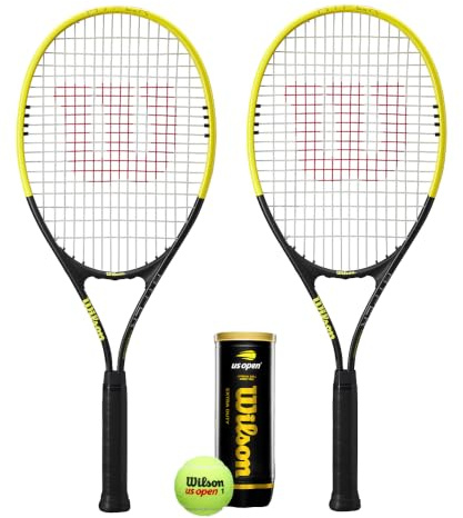 Wilson Hyper Precision Tennis Racket (Various Bundle Options) (Racket Twin Set & Tennis Balls)