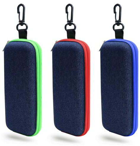 Primasage 3 Pièces de Étui Lunettes Avec Crochets, Étui Protection Lunettes pour Hommes et Femmes, Étui à Lunettes de Voyage Convient aux Lunettes de Myopie, Lunettes de Soleil