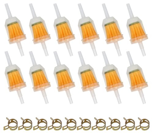Inline Fuel Filter for Lawn Mower, Small Engine, Kohler, John Deere, Kawasaki - Gas Filter Replacement with High Flow Design (12-Pack)