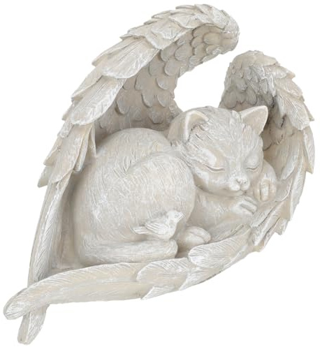 Mikikit Lapide Commemorativa per Gatti in Resina Resistente Statua di Gatto Angelo per Giardino e Casa Pietra Commemorativa per Animali Domestici da Esterno e Interno