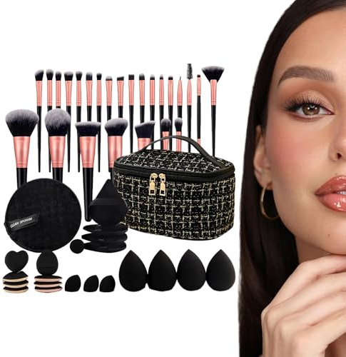 Juego De Brochas De Maquillaje Profesional, 47 Piezas Kit De Herramientas Para Maquillaje Con, Esponjas De Belleza, Brochas Para Base, Ojos, Mejillas Y Ro Para Regalo De Mujer, Novia O Hija