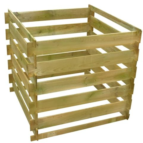 Gecheer Compostiera in legno per giardino, compostiera a stecche in pino 0,54 m3, contenitore per compost grande, composter per riciclaggio rifiuti organici, fertilizzante naturale per piante