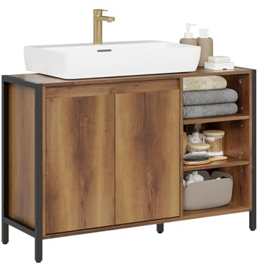 SoBuy Mueble Bajo Lavabo 90cm con Corte para Sifón para Baño