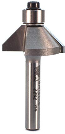 Whiteside 2292 Chamfer Router Bit: 45 Degree Angle, 1/4 Inch Shank, 7/16 Inch Cutting Length, 5/16 Inch Cutting Height