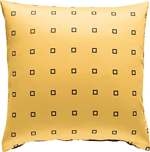 Erwin Müller Satin-Kissenbezug, Kissenhülle, 100% Baumwolle gelb-anthrazit Größe 80x80 cm - atmungsaktiv, temparaturausgleichend, mit Reißverschluss (weitere Farben, Größen)