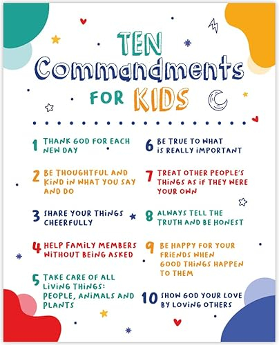Ten Commandments for Kids Wall Art Prints