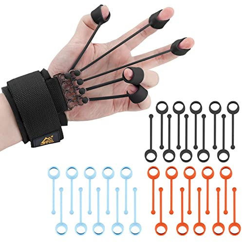 Finger Strengthener Stroke Recovery Physical Therapy Equipment Stretcher Hand Strengthener Hand Workout Extension Exerciser Hand Grip Trainer (Enhanced Kit - Black)