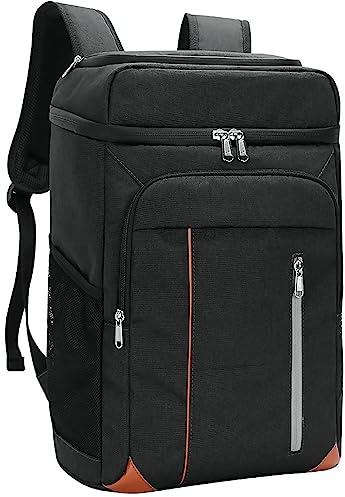 Mochila Nevera Isotermica Bolsa Refrigeradora Equipo Térmico Impermeable para Mantener Frío Caliente Comidas y Bebidas para la Playa Verano Camping Picnics Senderismo (27 litros Negro)