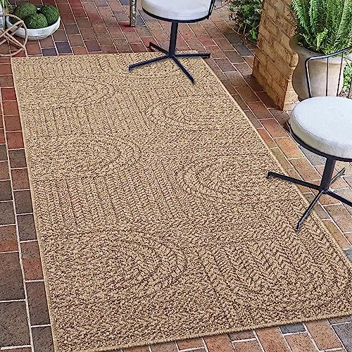 Teppich-Traum In- & Outdoor Teppich klein 60x90 cm Sisal-Optik natürlich beige braun Garten Terrasse Balkon