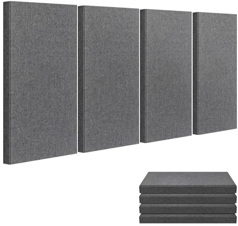 23.62 X 11.81 X 2 Fiberglass Wall Panel, 4 Pack Acoustic Panels, Acoustic Panels Sound Absorbing for Office, Studio, Home Theatre - Heather Grey