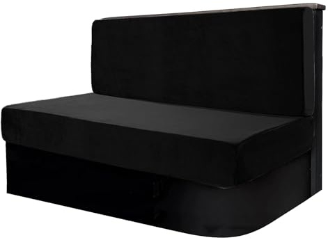 LZYLZH RV Dinette Cushion Covers Velvet Stretch Camper Seat Cushion Slipcovers Washable Loveseat Sofa Cover Furniture Protector for RV Car Bench (Black)