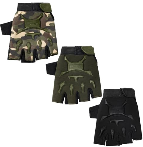 Boao 3 Pairs Kids Bike Gloves Cycling Half Finger Fingerless Workout Gloves Non-Slip Gel for 7-12 Years(Exquisite)