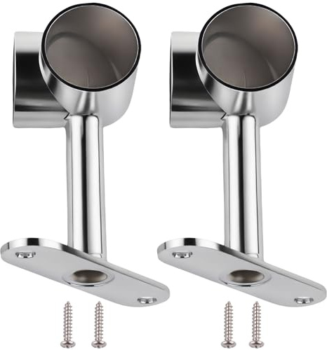 2PCS Silver 90° 25mm Clothes Rail Flange Seat, Space-Saving Corner Closet Rod Support Bracket, Wardrobe Accessories for Cabinet Wardrobe in Bedroom Bathroom