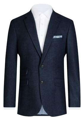 Dobell Mens Navy Herringbone Tweed Jacket Regular Fit-44R