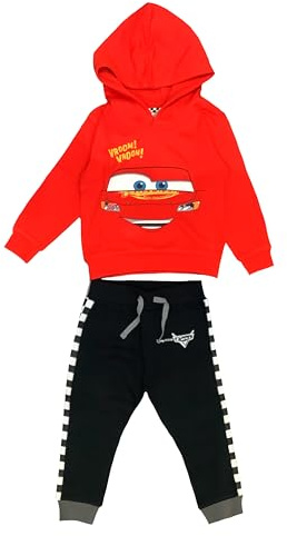 Disney Cars Boys Tracksuit, Jogging Set, Hoodie and Bottoms featuring Lightning McQueen, Red, Age 3-4 Years