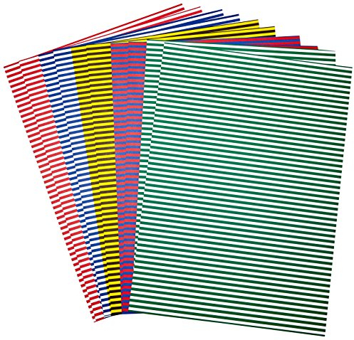 folia 6099 - Fotokarton mit Streifen farbig sortiert, 50 x 70 cm, 10 Bogen, beidseitig bedruckt - zum Basteln und kreativen Gestalten von Karten, Fensterbildern und für Scrapbooking