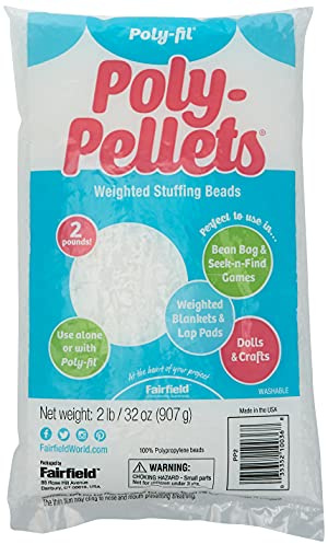 Fairfield Poly-Fil Poly-Pellets, Premium Polyester Weighted Stuffing Beads, Stuffing for Stuffed Animals, Toys, Bean Bags, Weighted Blankets, and More, 32-ounce Bag