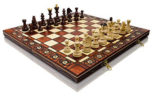 Woodeyland Handgefertigte Holz SENATOR Schachspiel 40x40 cm