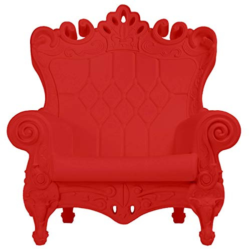 SLIDE Poltrona Queen of Love Rossa - Design Barocco Moderno Stile Trono in Polietilene per Interno ed Esterno - Ideale per Salotto Giardino e Hotel - Made in Italy - 103,5x98x112,5 cm