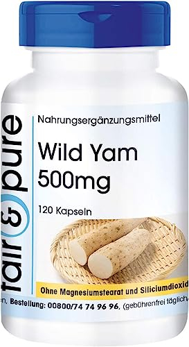 Fair & Pure® - Wild Yam 500mg Kapseln - 120 Kapseln - Yamswurzelextrakt 500mg - vegan - natürlich - ohne Magnesiumstearat - standardisiert auf 20% Diosgenin