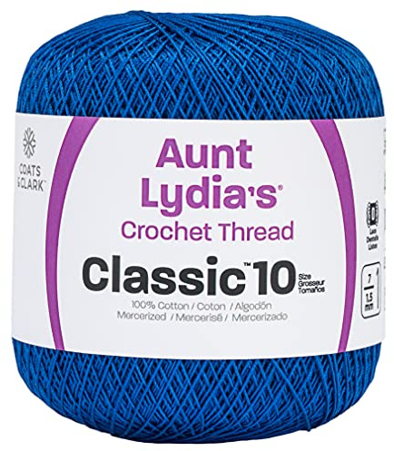 Coats Crochet Aunt Lydia's Crochet, Cotton Classic Size 10, Dark Royal (154-487)