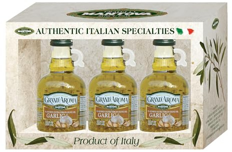 Grand'aroma Garlic Extra Virgin Olive Oil, 8.5-Ounce Bottles (Pack of 3)