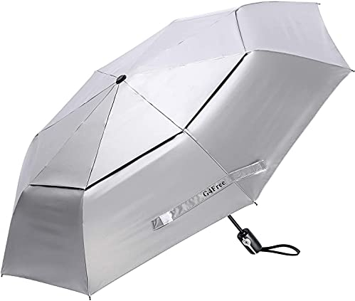 G4Free 42/46 Pouces Parapluie Pliant Parapluie de Voyage Protection UV UPF 50+ Coupe-Vent avec Revêtement Argenté pour Hommes Femmes