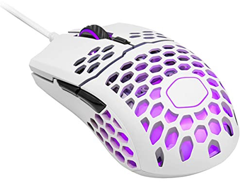 Cooler Master MM711 leichte 60g RGB-LED Maus mit Kabel, Computer-Maus mit Pixart-Sensor (16000 DPI), Omron-Schalter (20 Millionen Klicks), PTFE-Gleitfüße, beidhändige Wabenschale - Matt-Schwarz