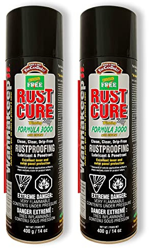 Corrosion Free Rust Cure Formula 3000 – 2 Pack Aerosol Can – No-Drip Rust Inhibitor & Undercoating for Cars, Trucks, Tractors, Snowblowers, Lawn Mowers – Stops & Prevents Rust